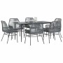Juego comedor jardín 7 pzas cojines ratán sintético vidrio gris de , Conjuntos de jardín - Ref: Foro24-3334482, Precio: 490,0...