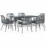 Juego comedor jardín 7 pzas cojines ratán sintético vidrio gris de , Conjuntos de jardín - Ref: Foro24-3334482, Precio: 490,0...