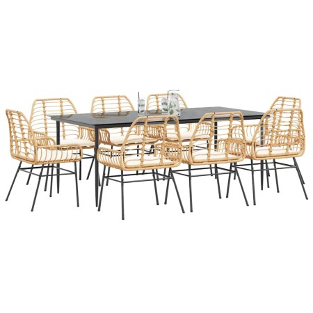 Juego comedor jardín 9 pzas cojines ratán sintético marrón de , Conjuntos de jardín - Ref: Foro24-3334463, Precio: 676,08 €, ...