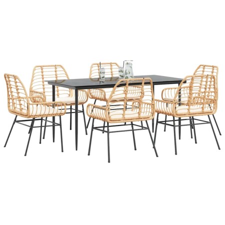 Juego de comedor de jardín 7 pzas con cojines ratán PE marrón de , Conjuntos de jardín - Ref: Foro24-3334461, Precio: 489,00 ...