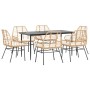 Juego de comedor de jardín 7 pzas con cojines ratán PE marrón de , Conjuntos de jardín - Ref: Foro24-3334461, Precio: 489,00 ...