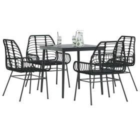 Juego de comedor jardín 5 piezas ratán sintético vidrio negro de , Conjuntos de jardín - Ref: Foro24-3334437, Precio: 329,40 ...