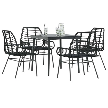Juego de comedor jardín 5 piezas ratán sintético vidrio negro de , Conjuntos de jardín - Ref: Foro24-3334437, Precio: 329,40 ...