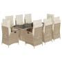 Set comedor de jardín 9 pzas con cojines ratán sintético beige de , Conjuntos de jardín - Ref: Foro24-3213126, Precio: 1,00 €...