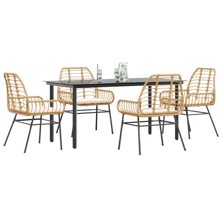Juego de comedor jardín 5 piezas cojines ratán sintético marrón de , Conjuntos de jardín - Ref: Foro24-3334558, Precio: 368,8...