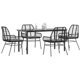 Juego de comedor jardín 5 piezas cojines ratán sintético negro de , Conjuntos de jardín - Ref: Foro24-3334551, Precio: 381,07...