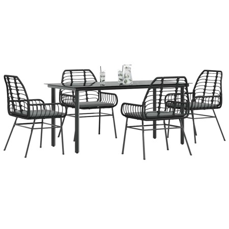 Juego de comedor jardín 5 piezas cojines ratán sintético negro de , Conjuntos de jardín - Ref: Foro24-3334551, Precio: 381,07...