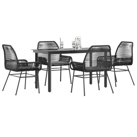 Juego de comedor jardín 5 piezas cojines ratán sintético negro de , Conjuntos de jardín - Ref: Foro24-3334564, Precio: 377,46...