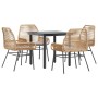 Juego de comedor jardín 5 piezas cojines ratán sintético marrón de , Conjuntos de jardín - Ref: Foro24-3334570, Precio: 338,0...