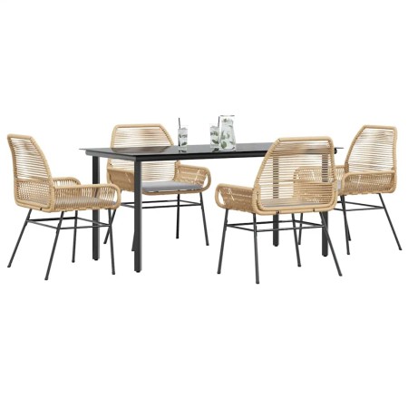 Juego de comedor jardín 5 piezas cojines ratán sintético marrón de , Conjuntos de jardín - Ref: Foro24-3334572, Precio: 385,1...