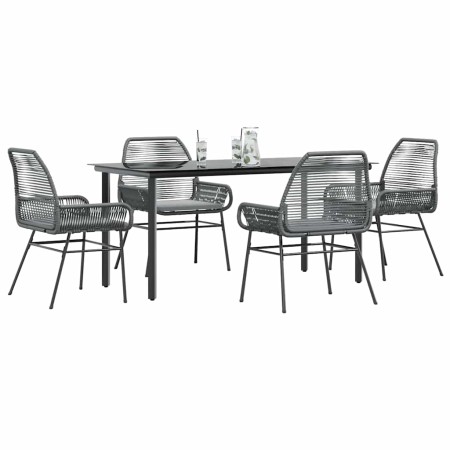 Juego comedor jardín 5 pzas cojines ratán sintético vidrio gris de , Conjuntos de jardín - Ref: Foro24-3334579, Precio: 362,2...