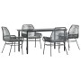 Juego comedor jardín 5 pzas cojines ratán sintético vidrio gris de , Conjuntos de jardín - Ref: Foro24-3334579, Precio: 362,2...