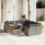 Set de muebles de jardín 9 pzas y cojines ratán sintético gris en Conjuntos de jardín | Comprar online en Foru.es