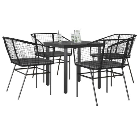 Juego de comedor jardín 5 piezas cojines ratán sintético negro de , Conjuntos de jardín - Ref: Foro24-3334598, Precio: 260,59...