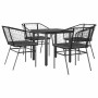 Juego de comedor jardín 5 piezas cojines ratán sintético negro de , Conjuntos de jardín - Ref: Foro24-3334598, Precio: 260,59...