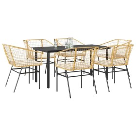 Juego de comedor de jardín 7 pzas con cojines ratán PE marrón de , Conjuntos de jardín - Ref: Foro24-3334608, Precio: 389,12 ...