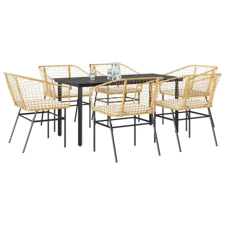 Juego de comedor de jardín 7 pzas con cojines ratán PE marrón de , Conjuntos de jardín - Ref: Foro24-3334608, Precio: 389,12 ...