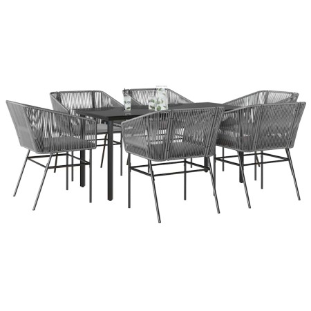 Juego comedor jardín 7 pzas cojines ratán sintético vidrio gris de , Conjuntos de jardín - Ref: Foro24-3334629, Precio: 555,3...