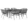 Juego comedor jardín 7 pzas cojines ratán sintético vidrio gris de , Conjuntos de jardín - Ref: Foro24-3334629, Precio: 555,3...
