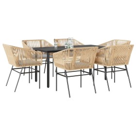 Juego de comedor de jardín 7 pzas con cojines ratán PE marrón de , Conjuntos de jardín - Ref: Foro24-3334622, Precio: 522,80 ...