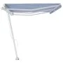 Toldo de pie retráctil manual azul y blanco 600x300 cm de vidaXL, Toldos - Ref: Foro24-3069596, Precio: 643,70 €, Descuento: %