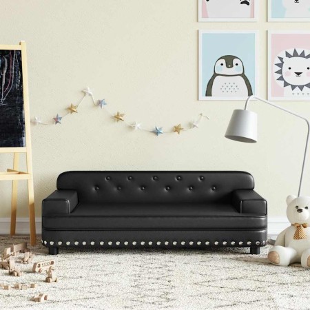 Sofá para niños de cuero sintético negro 90x53x30 cm de , Mobiliario para bebés y niños pequeños - Ref: Foro24-3196287, Preci...
