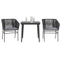 Set comedor jardín 3 pzas cojines ratán sintético vidrio negro de , Conjuntos de jardín - Ref: Foro24-3334513, Precio: 239,04...