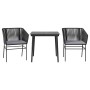 Set comedor jardín 3 pzas cojines ratán sintético vidrio negro de , Conjuntos de jardín - Ref: Foro24-3334513, Precio: 239,04...