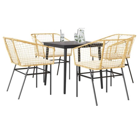 Juego de comedor jardín 5 piezas cojines ratán sintético marrón de , Conjuntos de jardín - Ref: Foro24-3334507, Precio: 277,6...