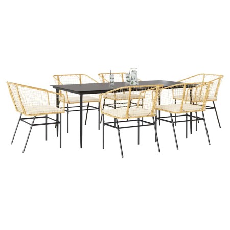 Juego de comedor de jardín 7 pzas con cojines ratán PE marrón de , Conjuntos de jardín - Ref: Foro24-3334511, Precio: 473,03 ...