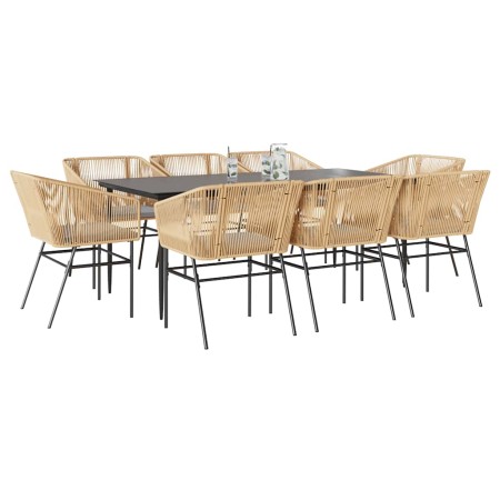 Juego comedor jardín 9 pzas cojines ratán sintético marrón de , Conjuntos de jardín - Ref: Foro24-3334526, Precio: 786,48 €, ...