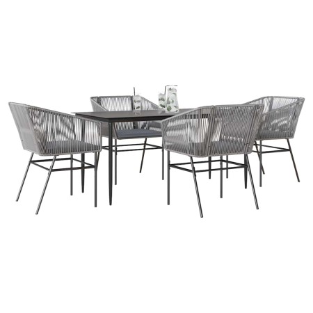Juego comedor jardín 5 pzas cojines ratán sintético vidrio gris de , Conjuntos de jardín - Ref: Foro24-3334530, Precio: 422,9...