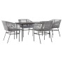 Juego comedor jardín 5 pzas cojines ratán sintético vidrio gris de , Conjuntos de jardín - Ref: Foro24-3334530, Precio: 422,9...