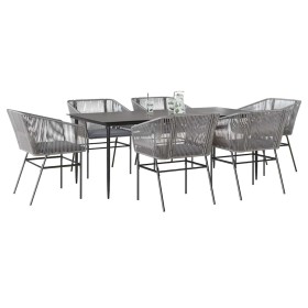 Juego comedor jardín 7 pzas cojines ratán sintético vidrio gris de , Conjuntos de jardín - Ref: Foro24-3334532, Precio: 635,5...