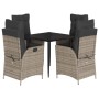 Set comedor de jardín 5 piezas con cojines ratán sintético gris de , Conjuntos de jardín - Ref: Foro24-3213421, Precio: 607,6...