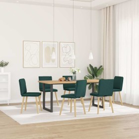 Sillas de comedor 6 unidades tela verde oscuro de , Sillas de comedor - Ref: Foro24-3315630, Precio: 314,55 €, Descuento: %
