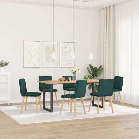 Sillas de comedor 6 unidades tela verde oscuro de , Sillas de comedor - Ref: Foro24-3315630, Precio: 314,55 €, Descuento: %