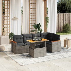 Set de muebles de jardín 6 pzas y cojines ratán sintético gris en Conjuntos de jardín | Comprar online en Foru.es
