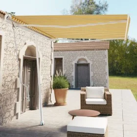 Toldo de pie automático amarillo y blanco 300x250 cm de vidaXL, Toldos - Ref: Foro24-3069508, Precio: 420,85 €, Descuento: %