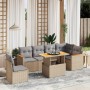 Set sofás de jardín 7 piezas y cojines ratán sintético beige en Conjuntos de jardín | Comprar online en Foru.es