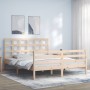 Estructura de cama con cabecero madera maciza 160x200 cm de vidaXL, Camas y somieres - Ref: Foro24-3193996, Precio: 136,06 €,...