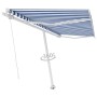 Toldo de pie retráctil manual azul y blanco 450x350 cm de vidaXL, Toldos - Ref: Foro24-3069636, Precio: 499,23 €, Descuento: %