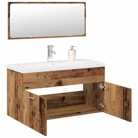 Juego de muebles de baño 3 piezas madera ingeniería envejecida de , Muebles de baño - Ref: Foro24-3328911, Precio: 355,84 €, ...