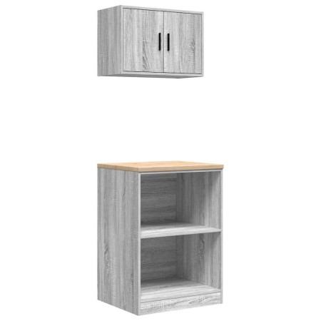 Armarios 2 uds para garaje madera ingeniería gris sonoma de , Armarios industriales - Ref: Foro24-3328283, Precio: 100,42 €, ...