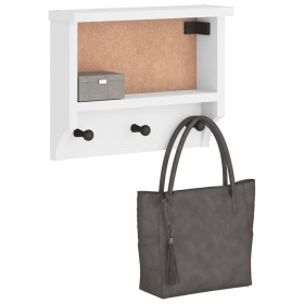 Perchero de pared SANDNES madera maciza pino blanco 45x12x35cm de , Percheros para sombreros y abrigos - Ref: Foro24-4010453,...