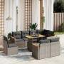 Set de muebles de jardín 9 pzas y cojines ratán sintético gris en Conjuntos de jardín | Comprar online en Foru.es