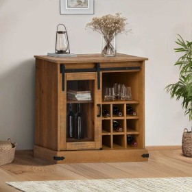 Aparador HALDEN con puerta corredera 80x40x80 cm madera maciza de , Aparadores - Ref: Foro24-4018421, Precio: 218,28 €, Descu...