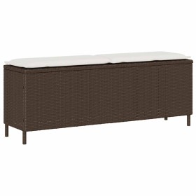 Banco de jardín con cojín marrón 110x30x40,5 cm ratán sintético de , Bancos de jardín - Ref: Foro24-4104155, Precio: 91,16 €,...