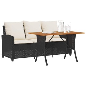 Sofá jardín de 3 plazas con cojín y mesa negro ratán sintético de , Sofás de exterior - Ref: Foro24-4103854, Precio: 276,70 €...