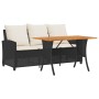 Sofá jardín de 3 plazas con cojín y mesa negro ratán sintético de , Sofás de exterior - Ref: Foro24-4103854, Precio: 276,70 €...